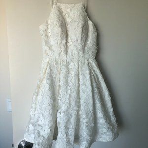 Floral Lace Short White Dress